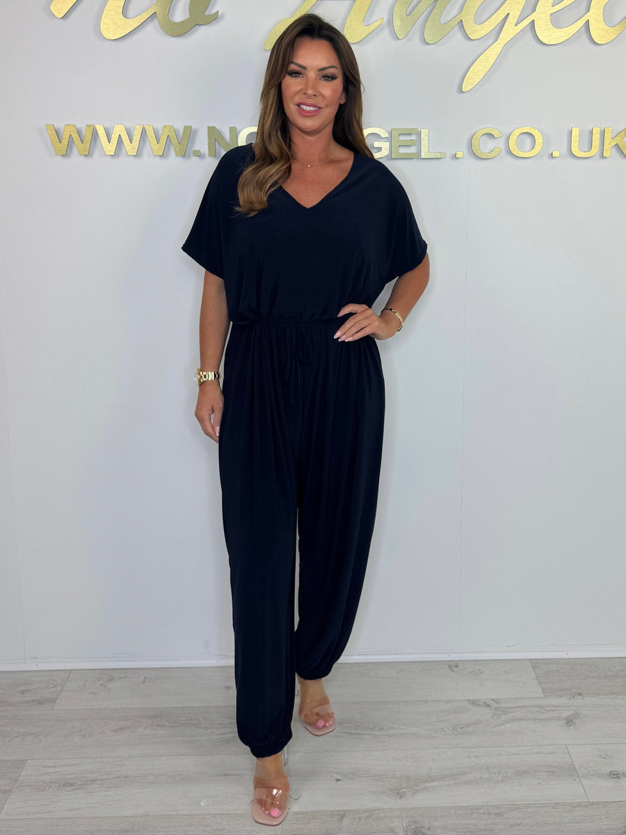 Celine Katoenen jumpsuit met V-hals en Strikdetail
