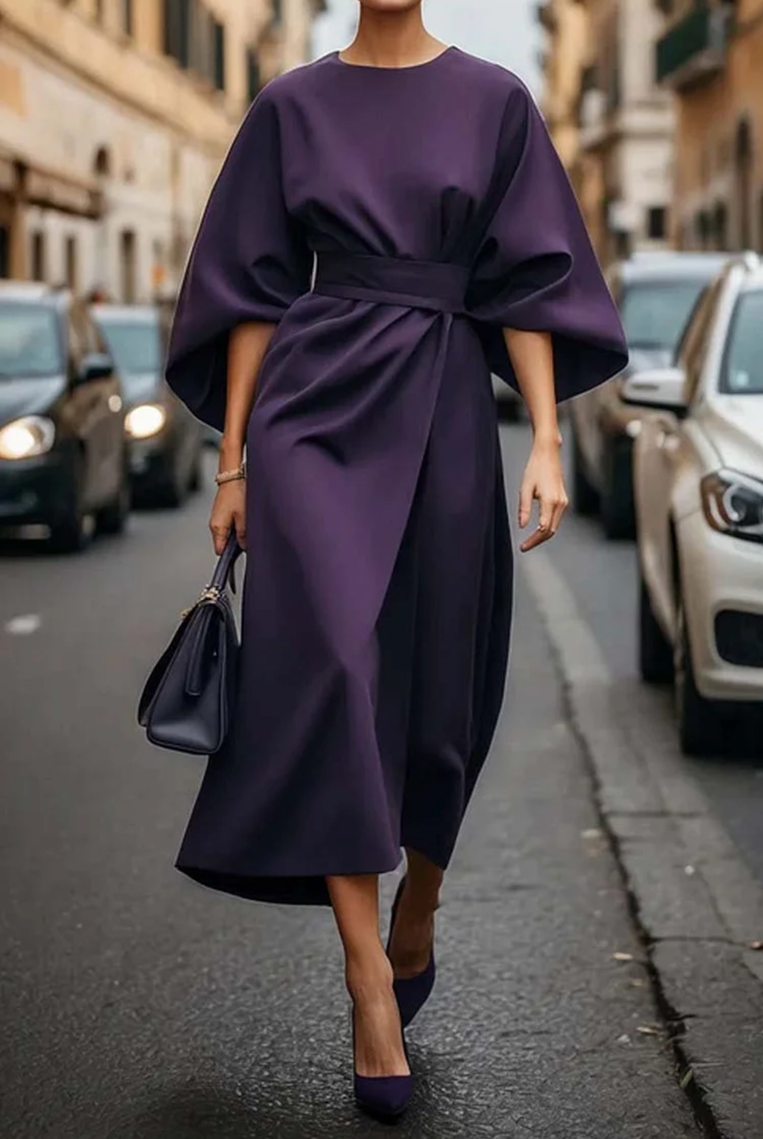 Amélie Elegante jurk met Lantaarnmouwen