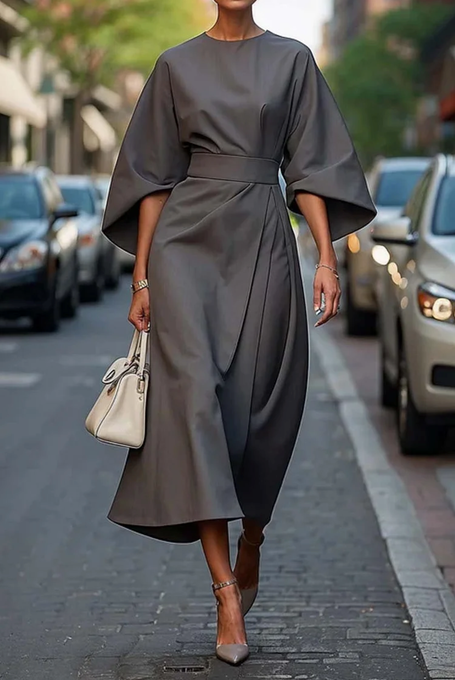 Amélie Elegante jurk met Lantaarnmouwen