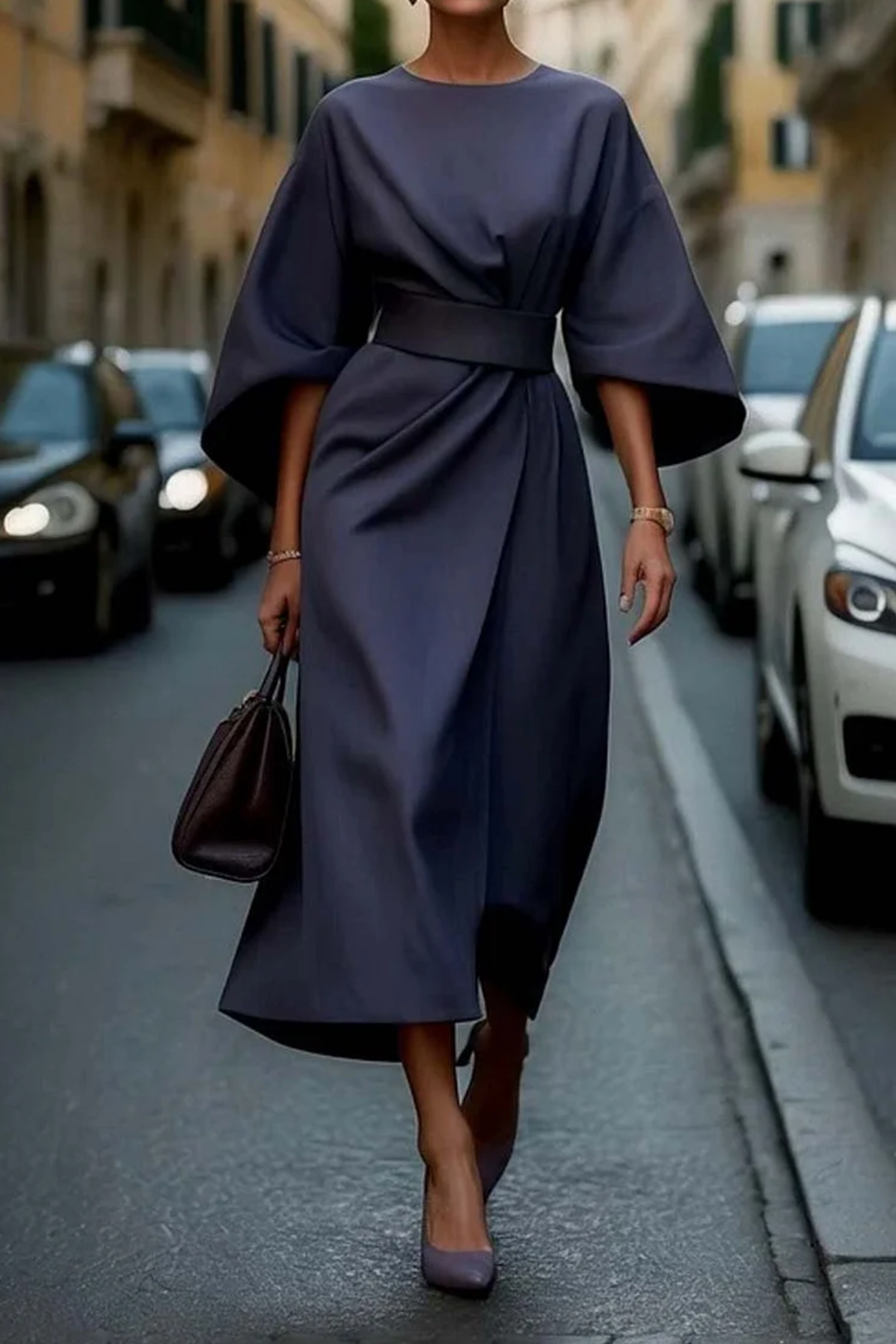 Amélie Elegante jurk met Lantaarnmouwen