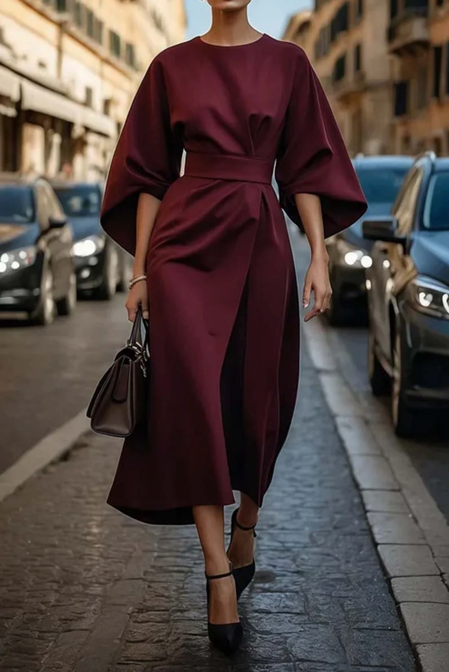 Amélie Elegante jurk met Lantaarnmouwen