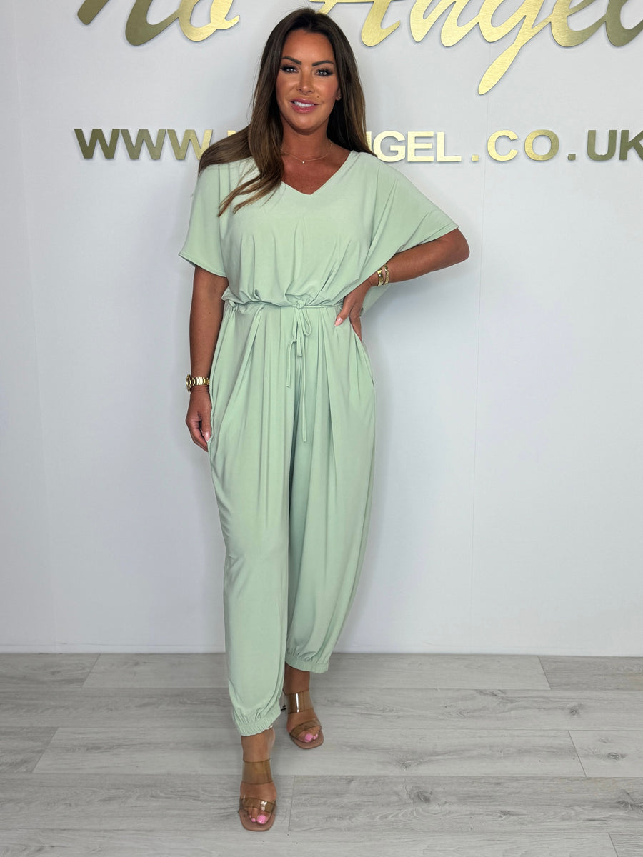 Celine Katoenen jumpsuit met V-hals en Strikdetail