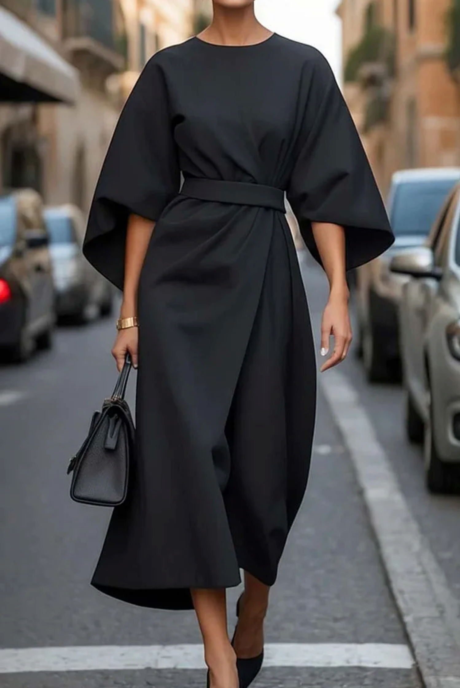 Amélie Elegante jurk met Lantaarnmouwen
